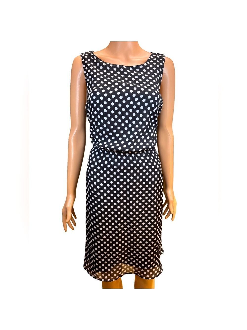 A-List by Wrapper Black & White Polka Dot Sleeveless Dress XL